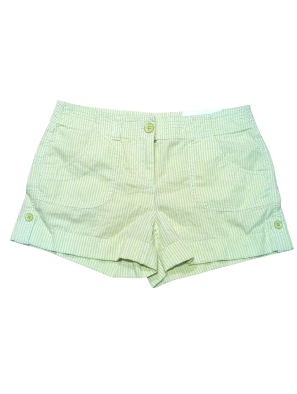 Ann Taylor LOFT Green & White Striped Cotton Shorts Size 0